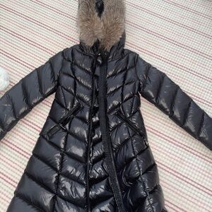 Moncler Black Puffer Coat with Fur Hood